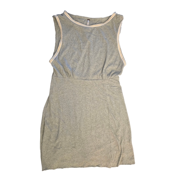 Free People Sabrina Mid Length Dress Open Back Gray 100% Cotton - Picture 1 of 12